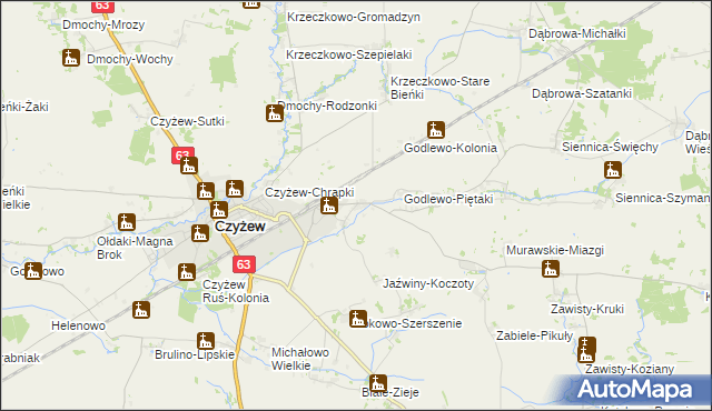 mapa Czyżew-Siedliska, Czyżew-Siedliska na mapie Targeo