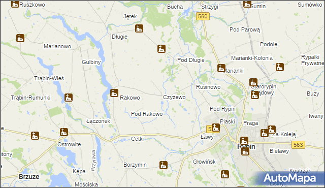 mapa Czyżewo gmina Rypin, Czyżewo gmina Rypin na mapie Targeo