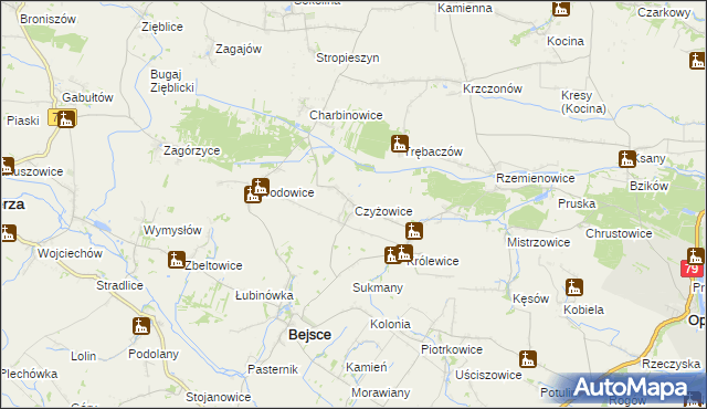 mapa Czyżowice gmina Bejsce, Czyżowice gmina Bejsce na mapie Targeo