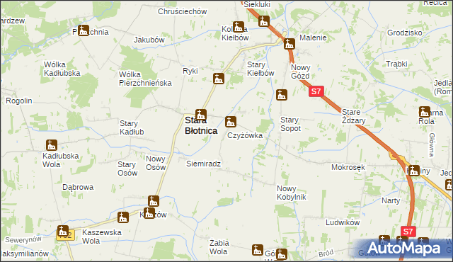 mapa Czyżówka gmina Stara Błotnica, Czyżówka gmina Stara Błotnica na mapie Targeo