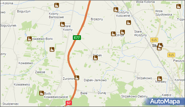 mapa Dąbek gmina Stupsk, Dąbek gmina Stupsk na mapie Targeo