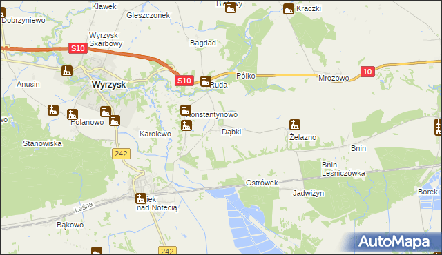 mapa Dąbki gmina Wyrzysk, Dąbki gmina Wyrzysk na mapie Targeo