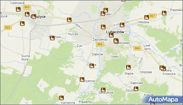 mapa Dąbków, Dąbków na mapie Targeo