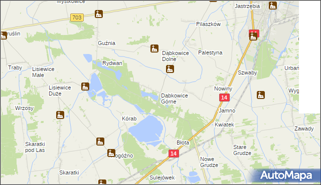 mapa Dąbkowice Górne, Dąbkowice Górne na mapie Targeo