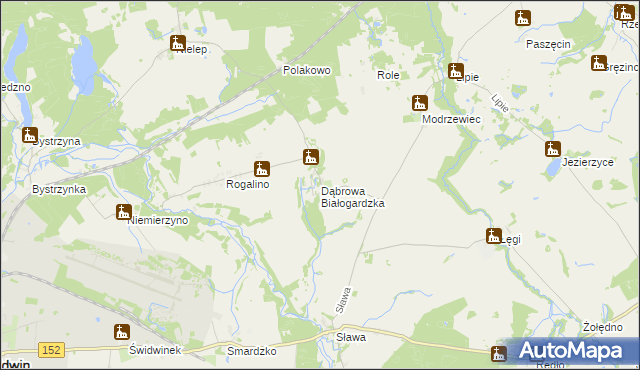 mapa Dąbrowa Białogardzka, Dąbrowa Białogardzka na mapie Targeo