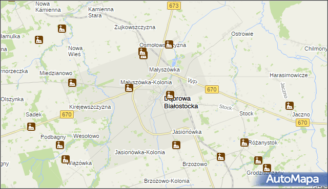 mapa Dąbrowa Białostocka, Dąbrowa Białostocka na mapie Targeo