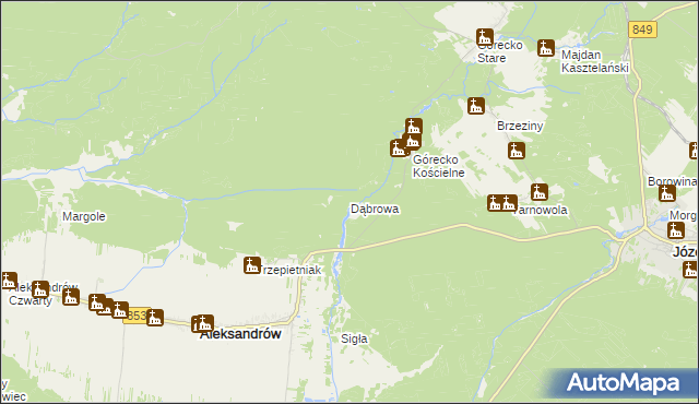 mapa Dąbrowa gmina Aleksandrów, Dąbrowa gmina Aleksandrów na mapie Targeo