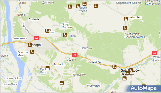 mapa Dąbrowa gmina Annopol, Dąbrowa gmina Annopol na mapie Targeo