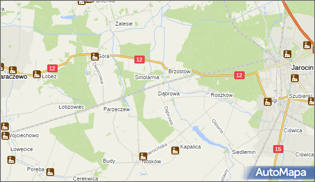 mapa Dąbrowa gmina Jarocin, Dąbrowa gmina Jarocin na mapie Targeo