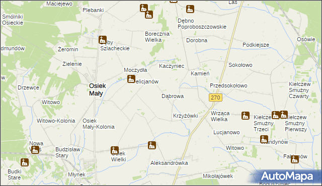 mapa Dąbrowa gmina Koło, Dąbrowa gmina Koło na mapie Targeo