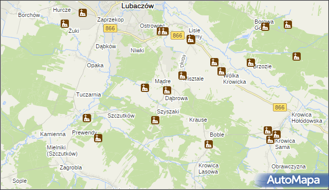 mapa Dąbrowa gmina Lubaczów, Dąbrowa gmina Lubaczów na mapie Targeo