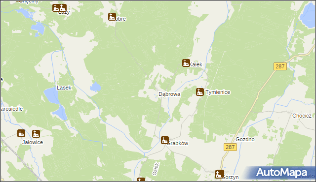 mapa Dąbrowa gmina Lubsko, Dąbrowa gmina Lubsko na mapie Targeo