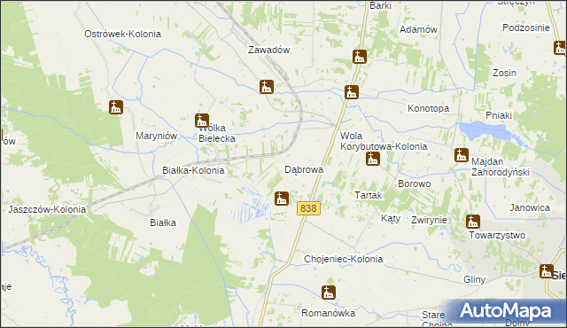 mapa Dąbrowa gmina Milejów, Dąbrowa gmina Milejów na mapie Targeo