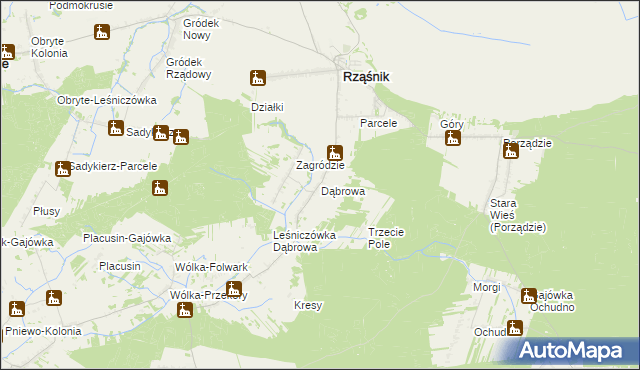 mapa Dąbrowa gmina Rząśnik, Dąbrowa gmina Rząśnik na mapie Targeo
