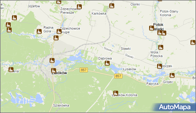 mapa Dąbrowa gmina Zaklików, Dąbrowa gmina Zaklików na mapie Targeo