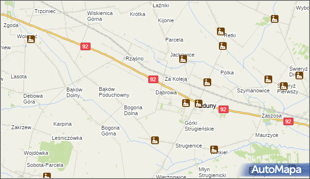 mapa Dąbrowa gmina Zduny, Dąbrowa gmina Zduny na mapie Targeo