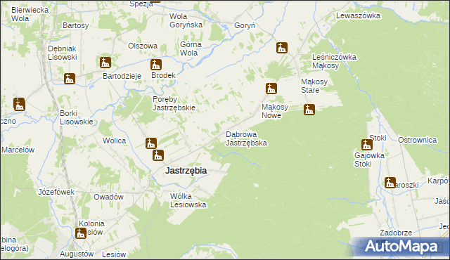 mapa Dąbrowa Jastrzębska, Dąbrowa Jastrzębska na mapie Targeo