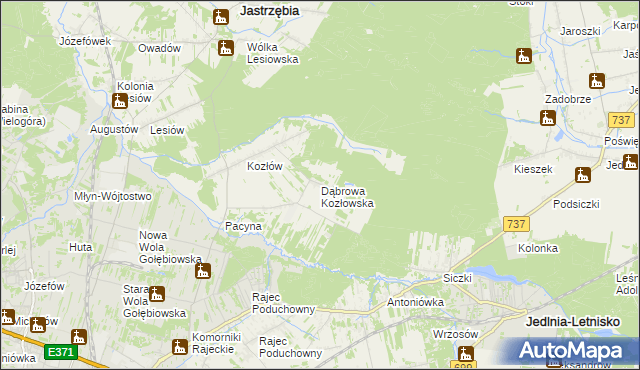 mapa Dąbrowa Kozłowska, Dąbrowa Kozłowska na mapie Targeo