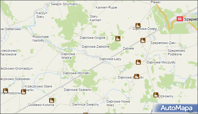 mapa Dąbrowa-Łazy gmina Szepietowo, Dąbrowa-Łazy gmina Szepietowo na mapie Targeo