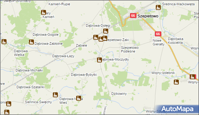 mapa Dąbrowa-Moczydły, Dąbrowa-Moczydły na mapie Targeo