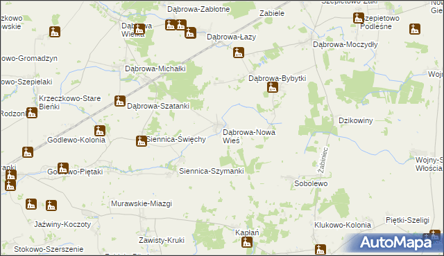mapa Dąbrowa-Nowa Wieś, Dąbrowa-Nowa Wieś na mapie Targeo