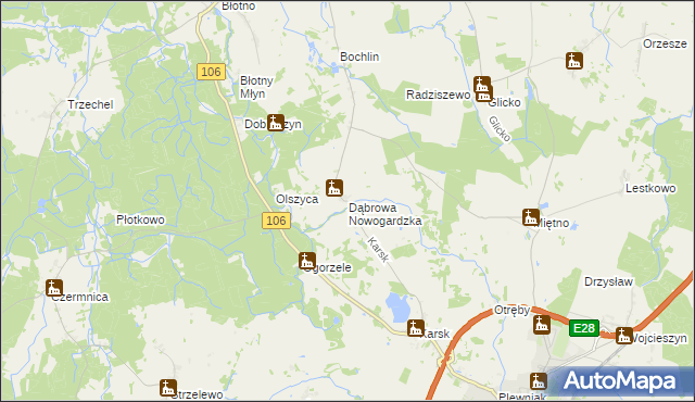 mapa Dąbrowa Nowogardzka, Dąbrowa Nowogardzka na mapie Targeo