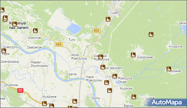 mapa Dąbrowa Rzeczycka, Dąbrowa Rzeczycka na mapie Targeo