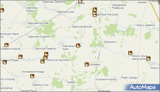 mapa Dąbrowa-Tworki, Dąbrowa-Tworki na mapie Targeo