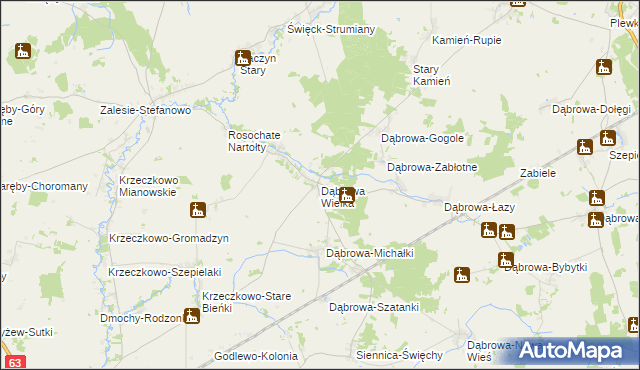 mapa Dąbrowa Wielka gmina Czyżew, Dąbrowa Wielka gmina Czyżew na mapie Targeo