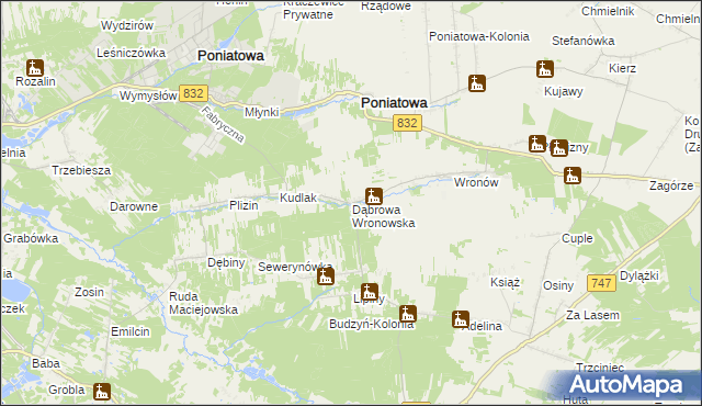 mapa Dąbrowa Wronowska, Dąbrowa Wronowska na mapie Targeo