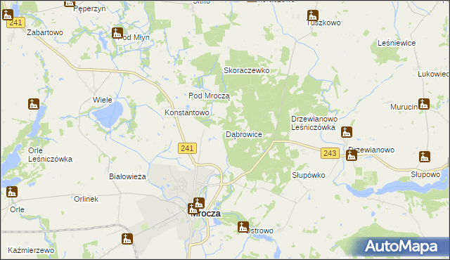 mapa Dąbrowice gmina Mrocza, Dąbrowice gmina Mrocza na mapie Targeo