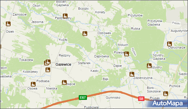 mapa Dąbrówka gmina Galewice, Dąbrówka gmina Galewice na mapie Targeo