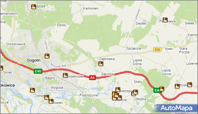 mapa Dąbrówka gmina Gogolin, Dąbrówka gmina Gogolin na mapie Targeo