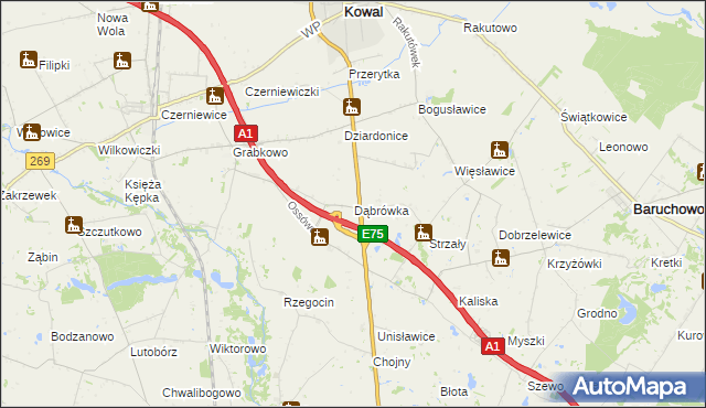 mapa Dąbrówka gmina Kowal, Dąbrówka gmina Kowal na mapie Targeo