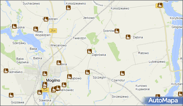 mapa Dąbrówka gmina Mogilno, Dąbrówka gmina Mogilno na mapie Targeo