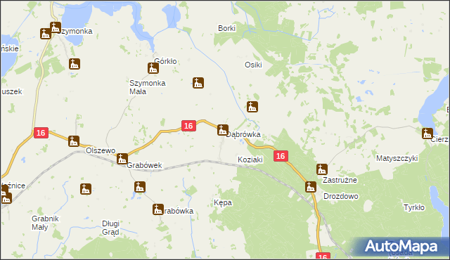 mapa Dąbrówka gmina Orzysz, Dąbrówka gmina Orzysz na mapie Targeo