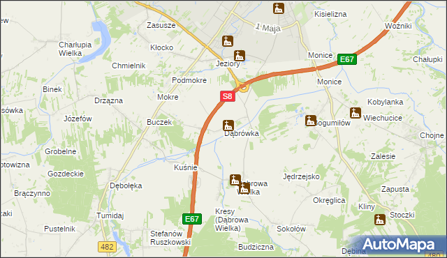 mapa Dąbrówka gmina Sieradz, Dąbrówka gmina Sieradz na mapie Targeo