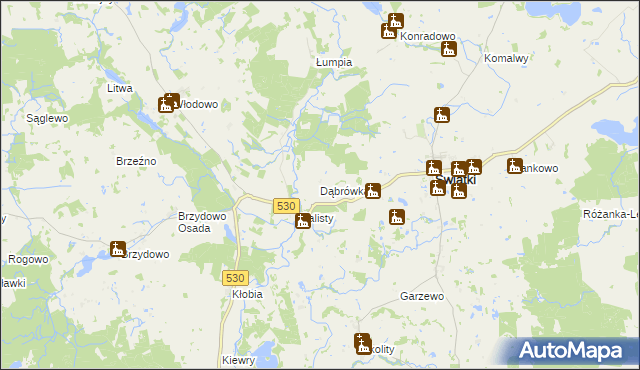 mapa Dąbrówka gmina Świątki, Dąbrówka gmina Świątki na mapie Targeo