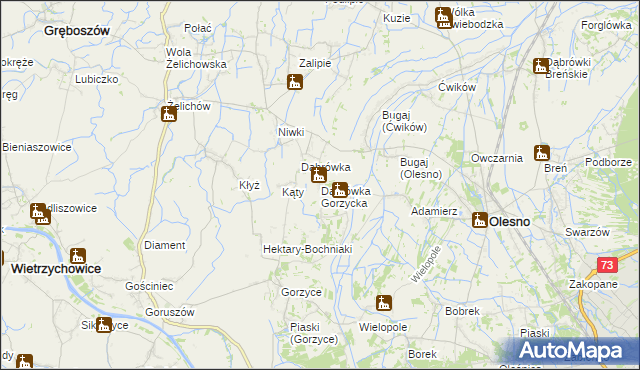 mapa Dąbrówka Gorzycka, Dąbrówka Gorzycka na mapie Targeo