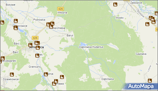 mapa Dąbrówka-Hubertus, Dąbrówka-Hubertus na mapie Targeo