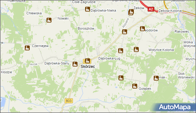 mapa Dąbrówka-Ług, Dąbrówka-Ług na mapie Targeo