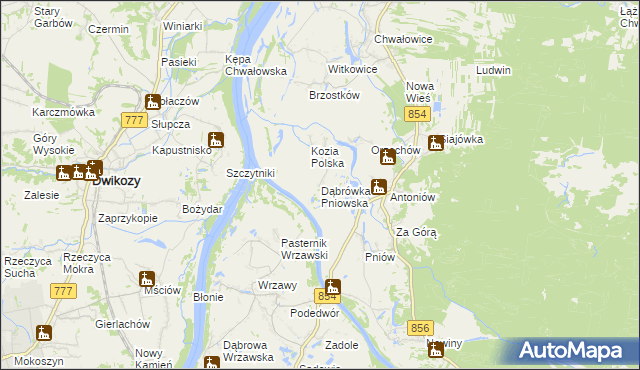 mapa Dąbrówka Pniowska, Dąbrówka Pniowska na mapie Targeo