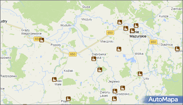 mapa Dąbrówka Polska, Dąbrówka Polska na mapie Targeo