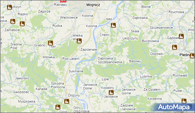 mapa Dąbrówka Szczepanowska, Dąbrówka Szczepanowska na mapie Targeo