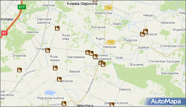 mapa Dąbrówka Warszawska, Dąbrówka Warszawska na mapie Targeo