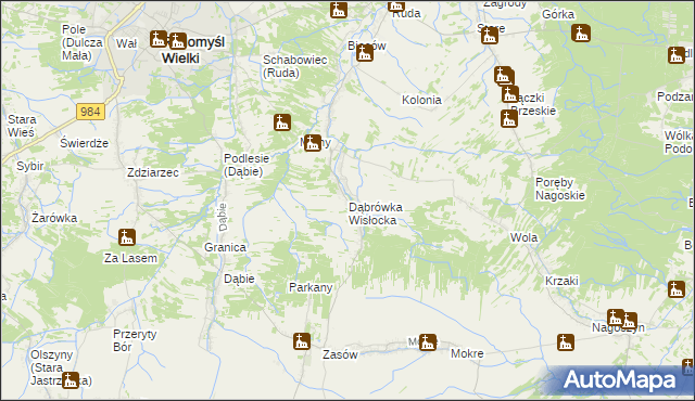 mapa Dąbrówka Wisłocka, Dąbrówka Wisłocka na mapie Targeo