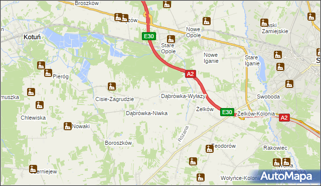 mapa Dąbrówka-Wyłazy, Dąbrówka-Wyłazy na mapie Targeo