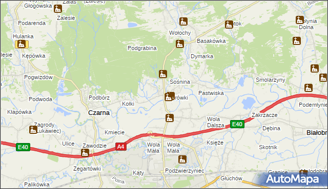 mapa Dąbrówki gmina Czarna, Dąbrówki gmina Czarna na mapie Targeo