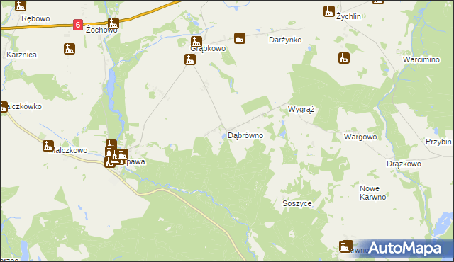 mapa Dąbrówno gmina Potęgowo, Dąbrówno gmina Potęgowo na mapie Targeo