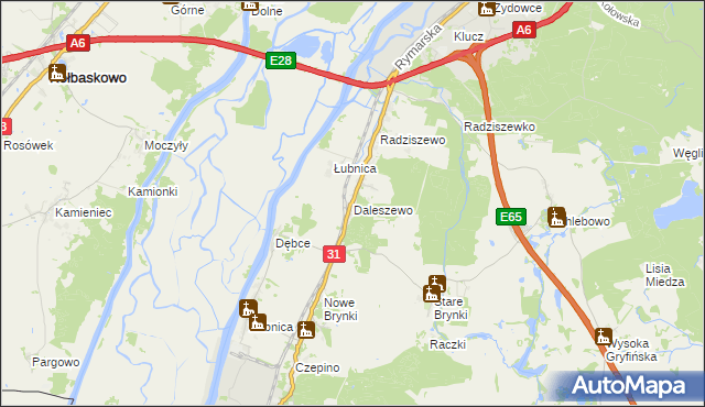 mapa Daleszewo, Daleszewo na mapie Targeo